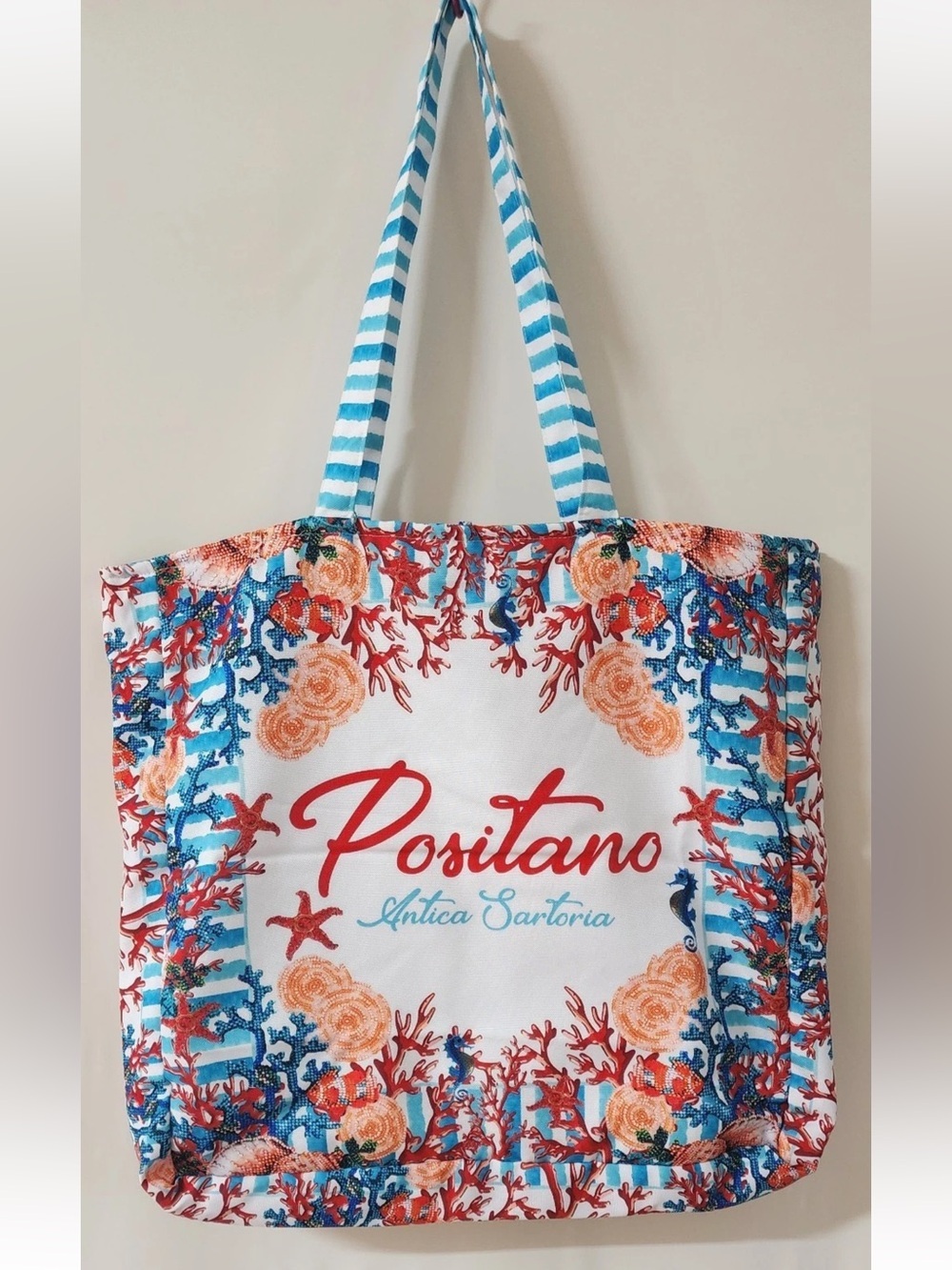 Antica sartoria 2026 Positano pink Aqua Flower power Beach Tote Bag NWT